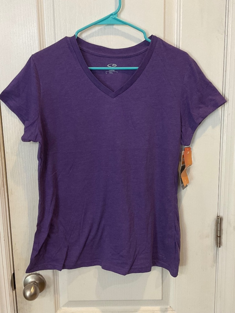 C9 by Champion Purple Short Sleeve V Neck Loose Duo Dry Tee - Size Large - NWT